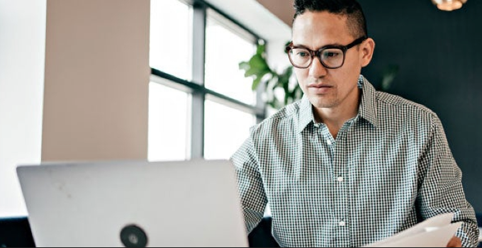 person working on laptop