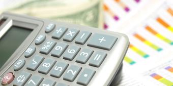Calculator with money and bar graphs